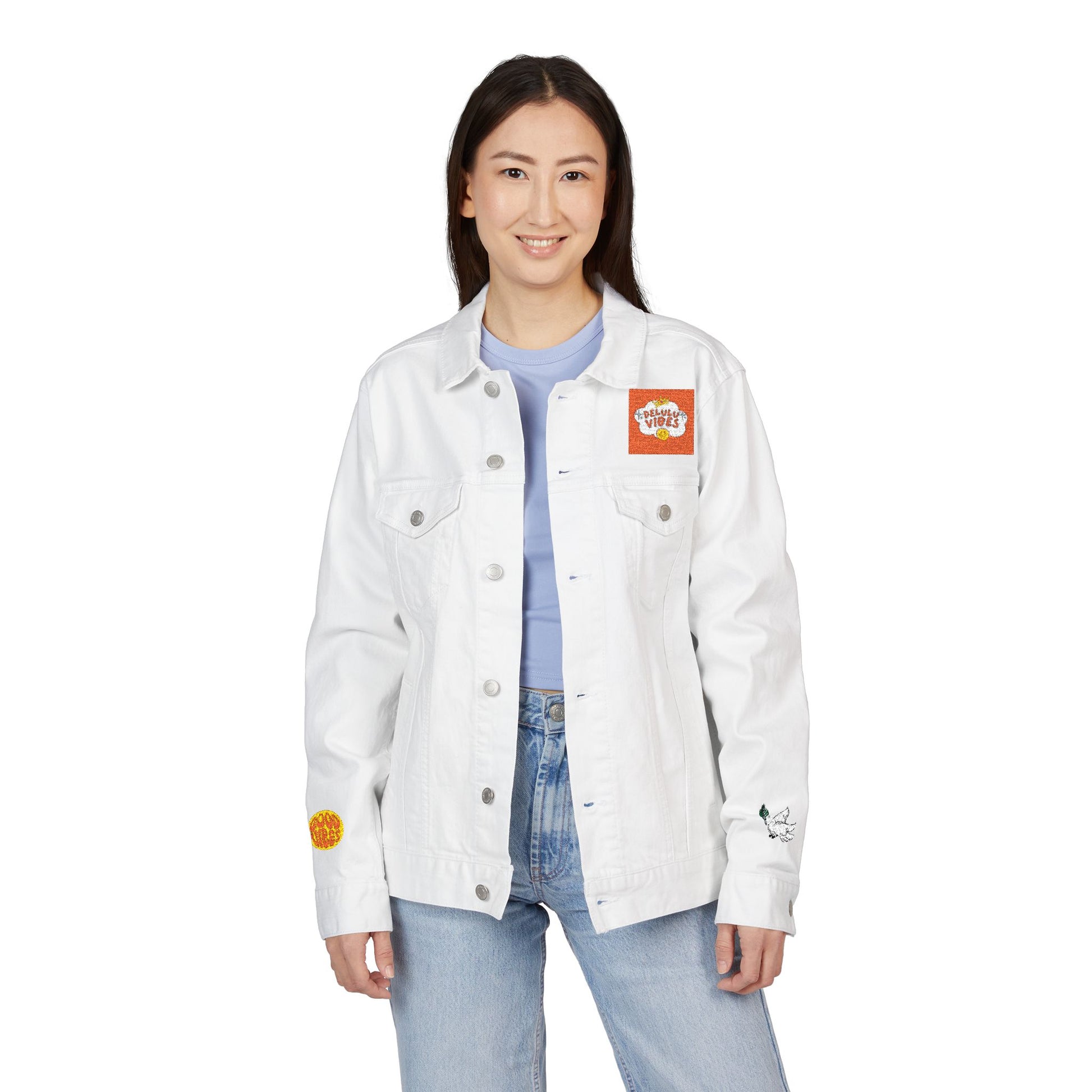 Unisex Denim Jacket (Embroidered with dELULU vIbEs in GOD)