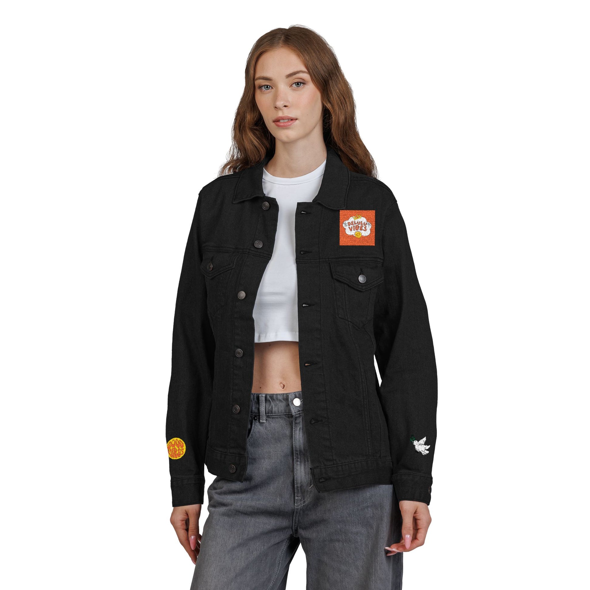 Unisex Denim Jacket (Embroidered with dELULU vIbEs in GOD)