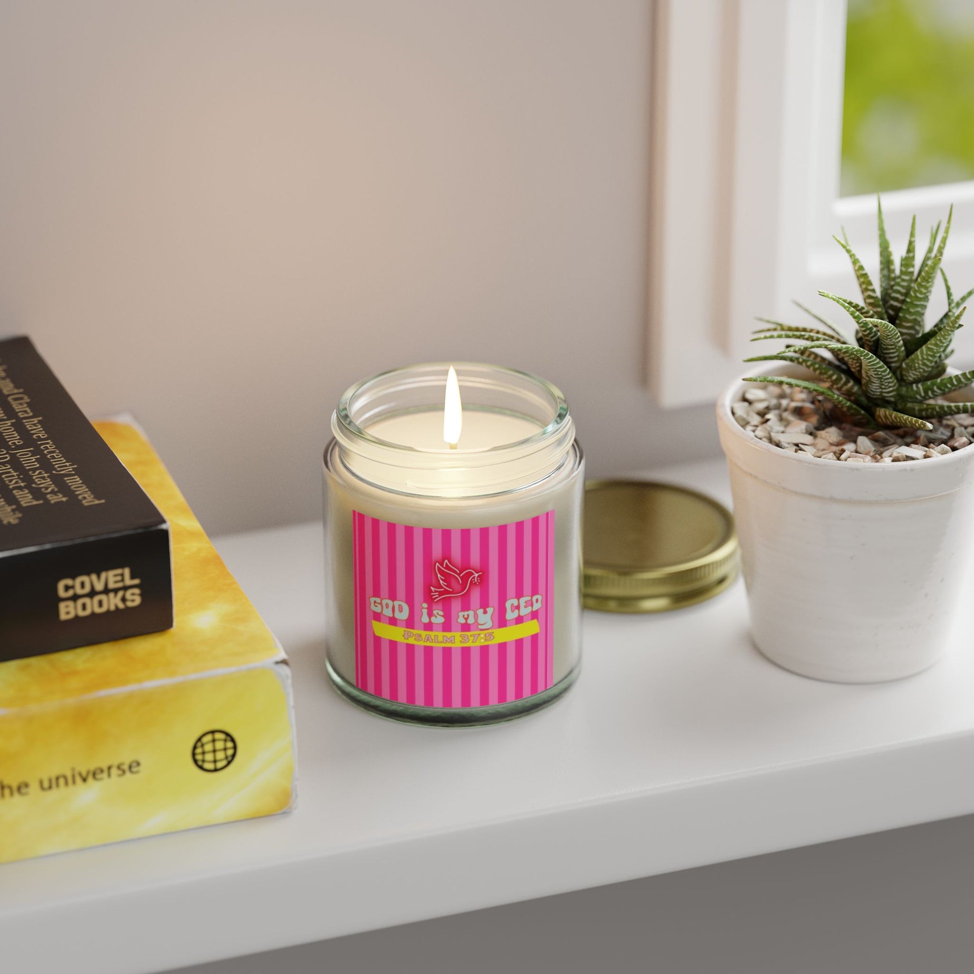 Coconut Apricot Wax Candle, God is my CEO