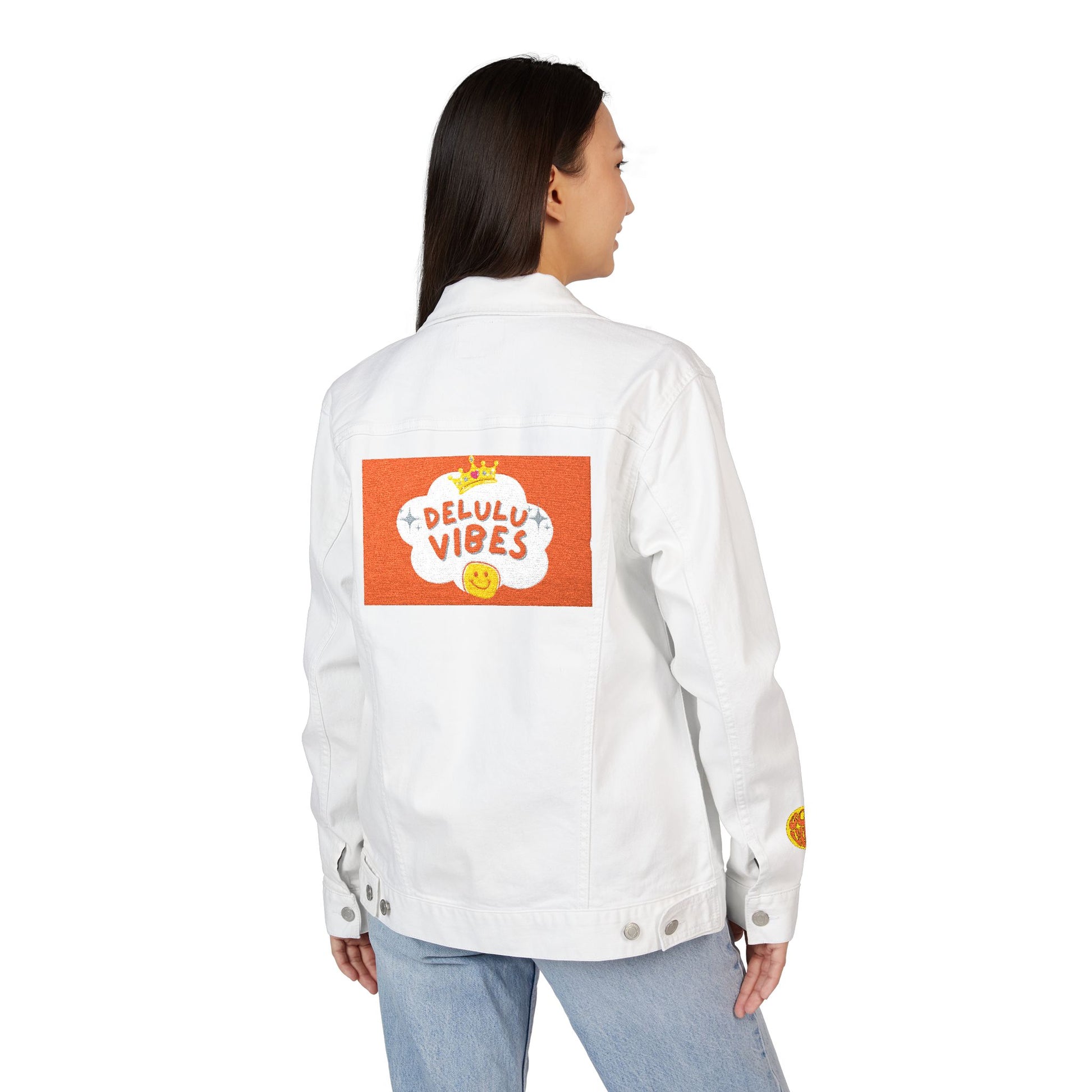 Unisex Denim Jacket (Embroidered with dELULU vIbEs in GOD)