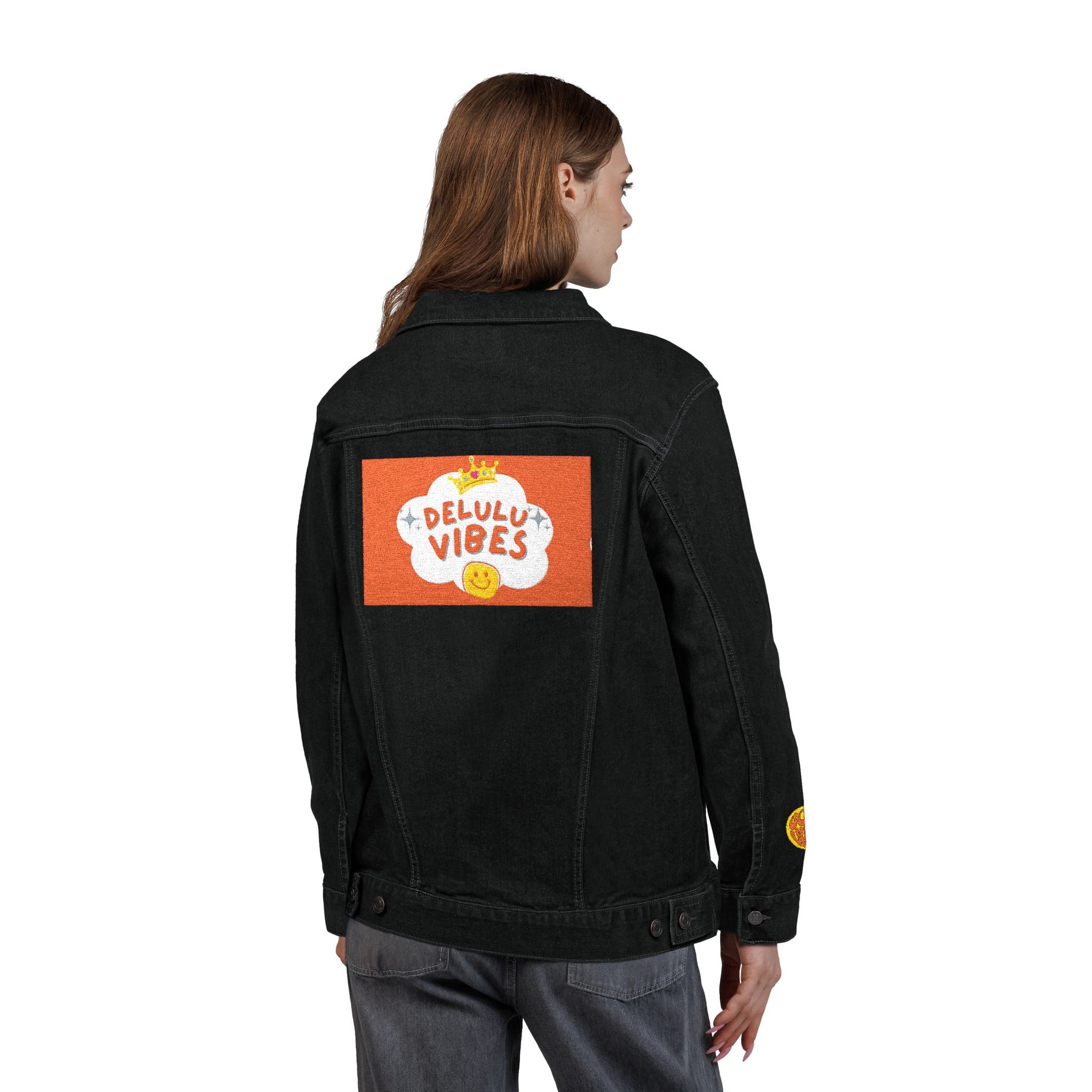 Unisex Denim Jacket (Embroidered with dELULU vIbEs in GOD)