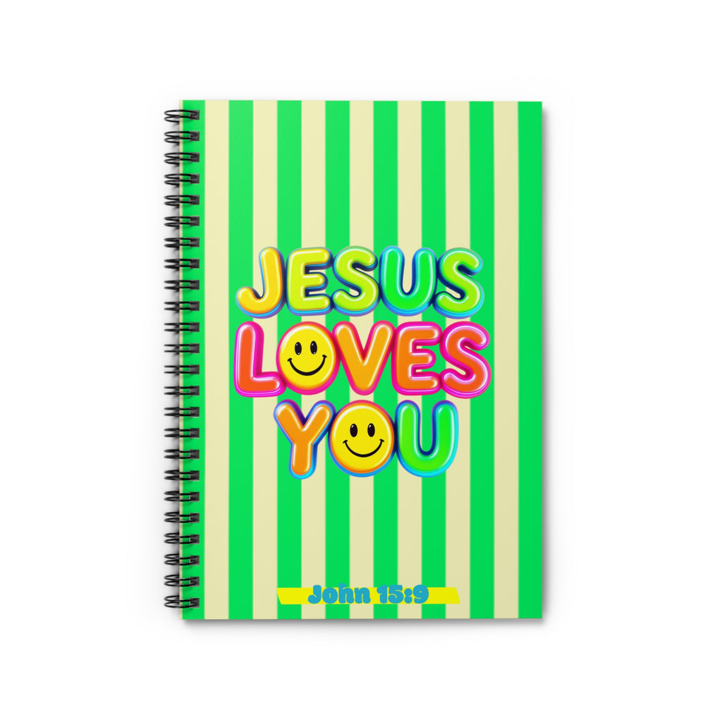 Spiral Notebook - Ruled Line with 'Jesus Loves You' Design