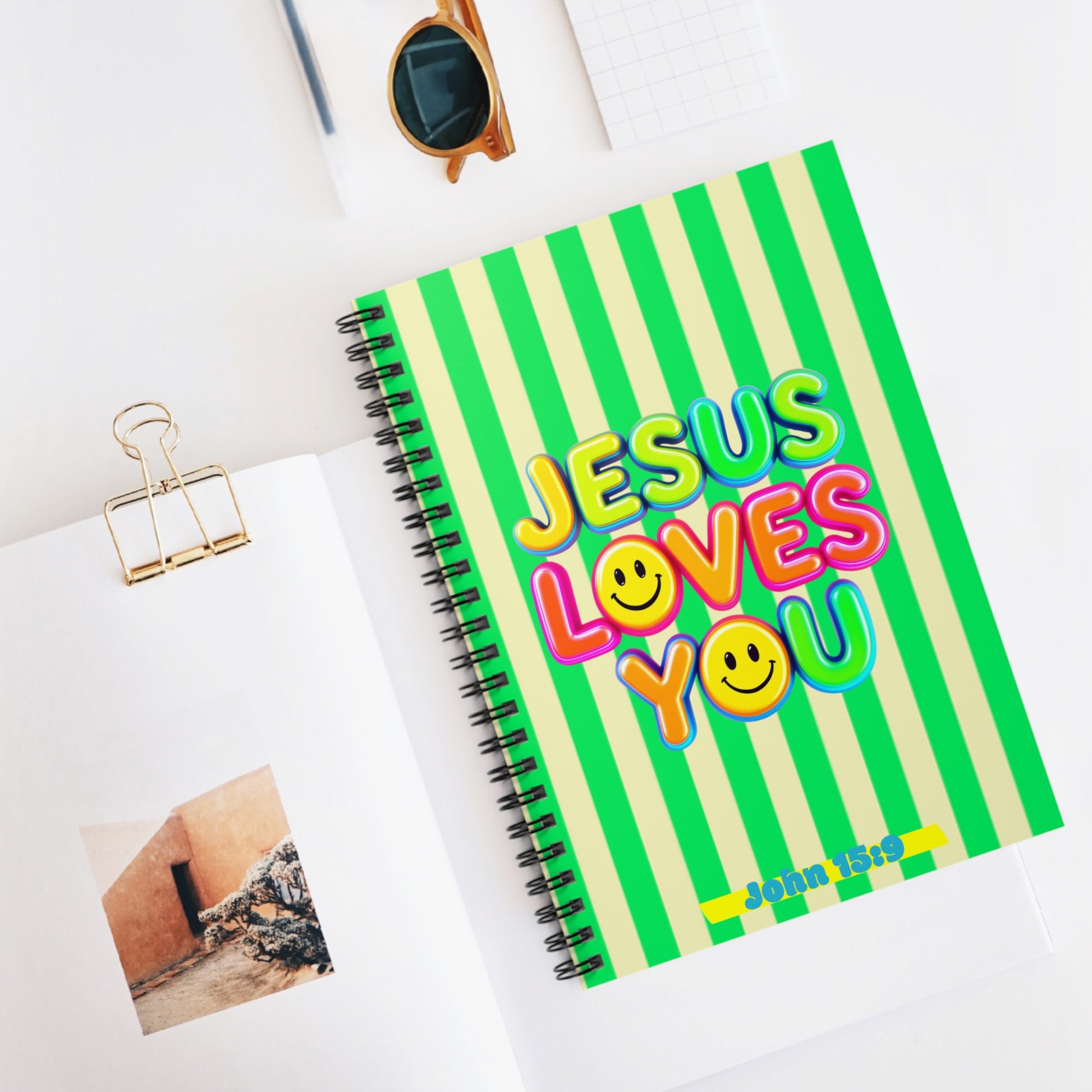 Spiral Notebook - Ruled Line with 'Jesus Loves You' Design