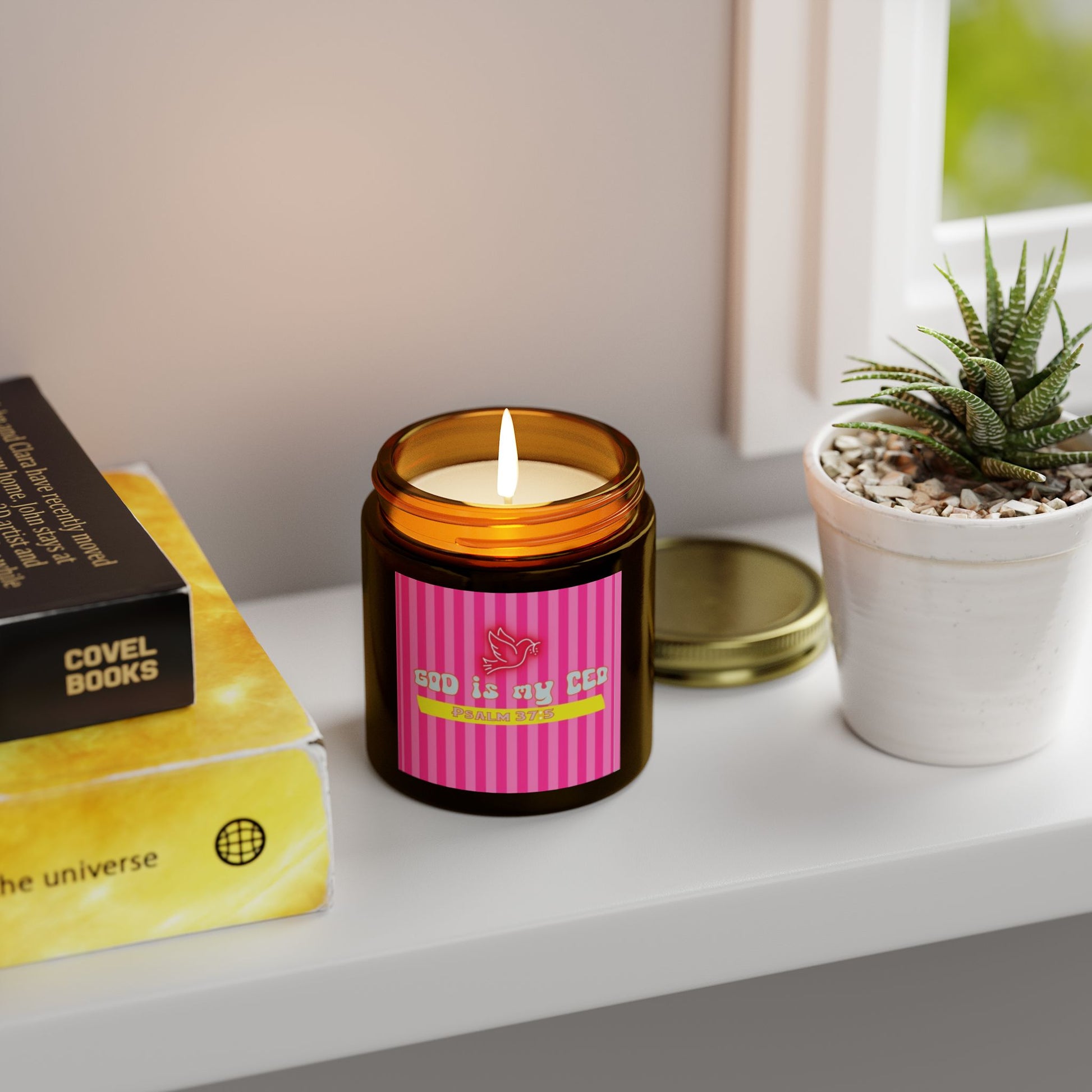 Coconut Apricot Wax Candle, God is my CEO