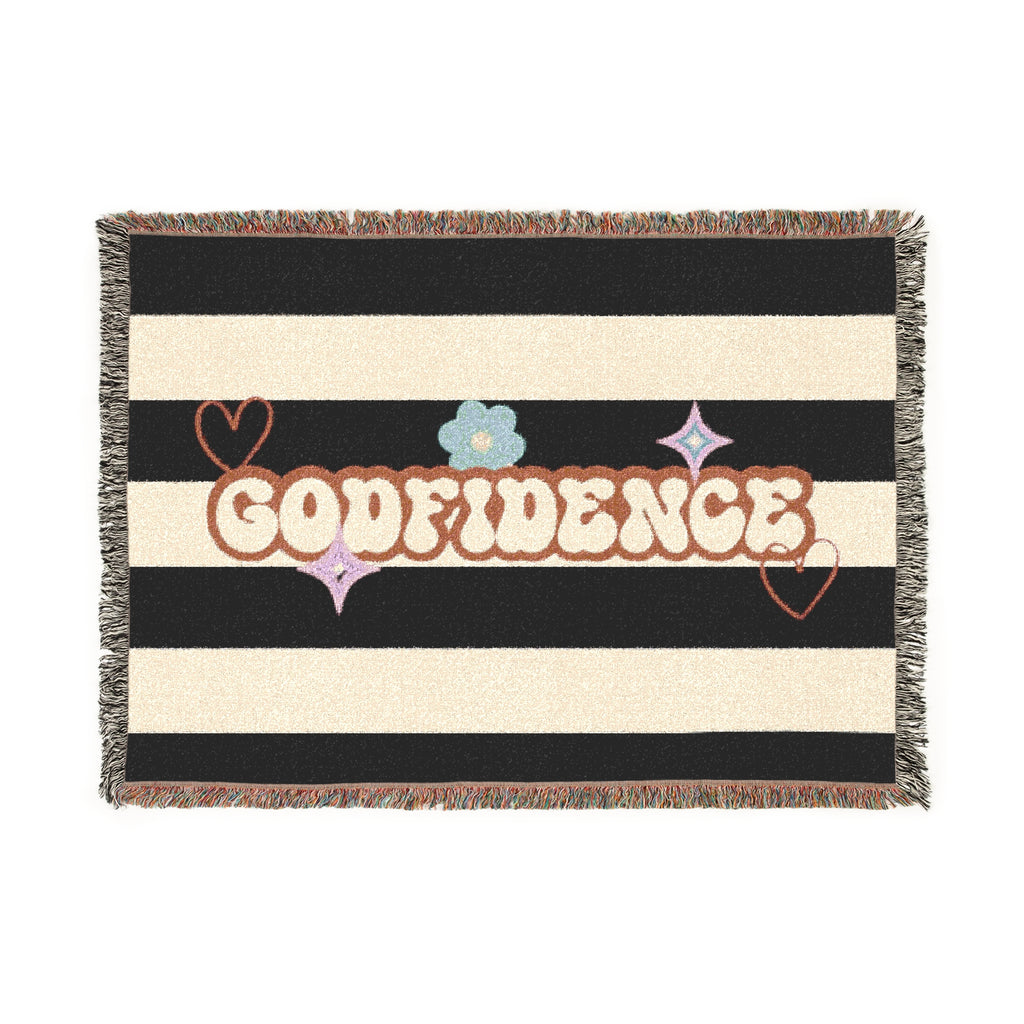 Woven Blanket with 'GODFIDENCE' Design