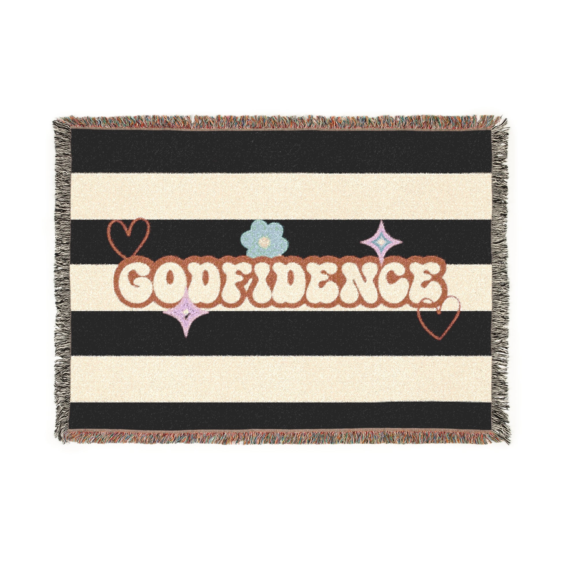 Woven Blanket with 'GODFIDENCE' Design