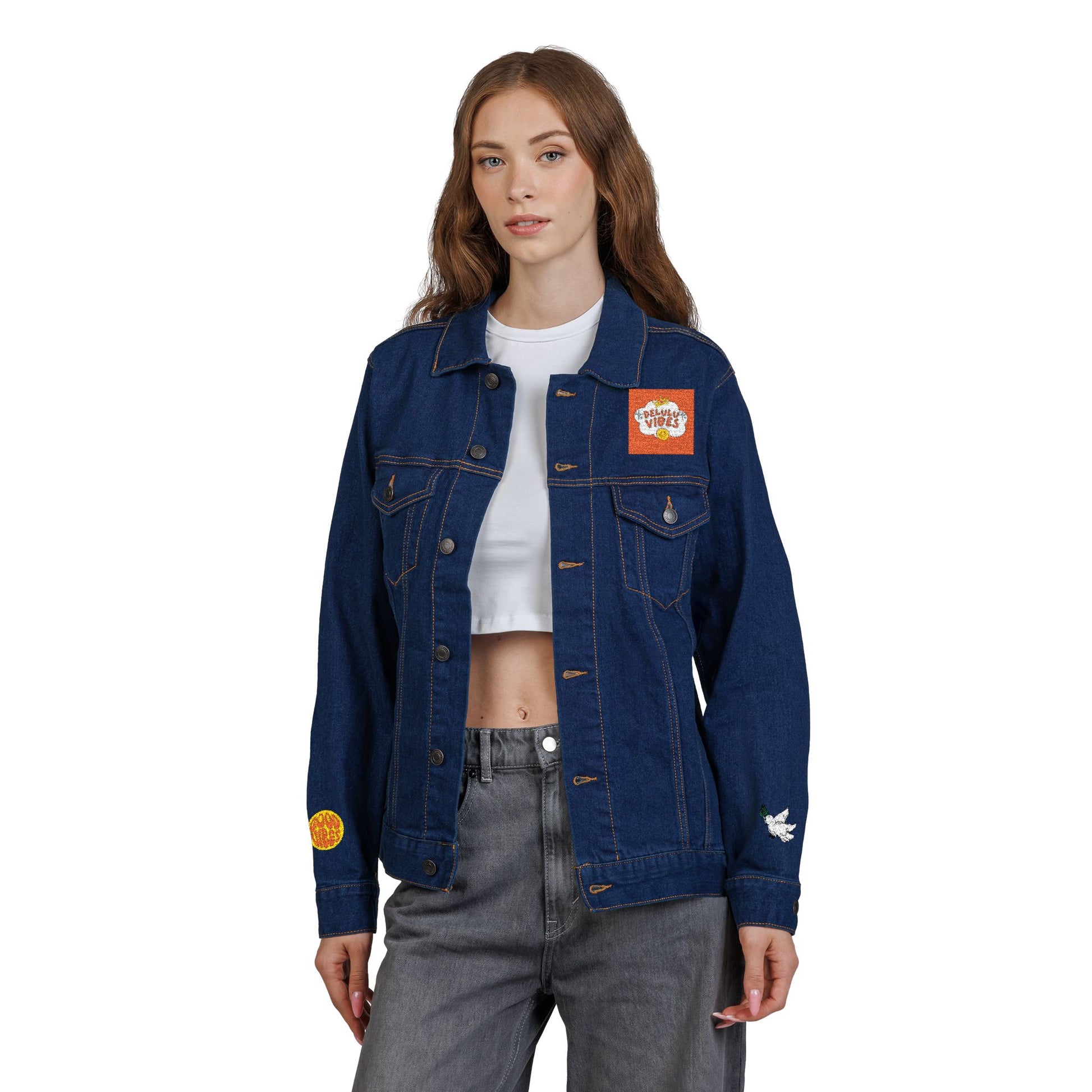 Unisex Denim Jacket (Embroidered with dELULU vIbEs in GOD)