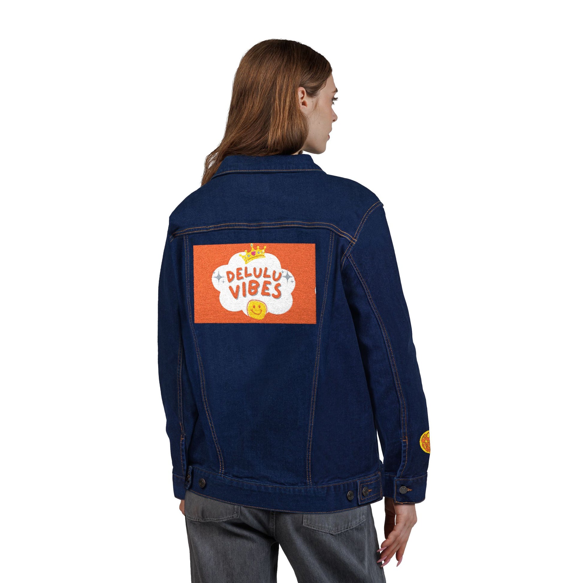 Unisex Denim Jacket (Embroidered with dELULU vIbEs in GOD)