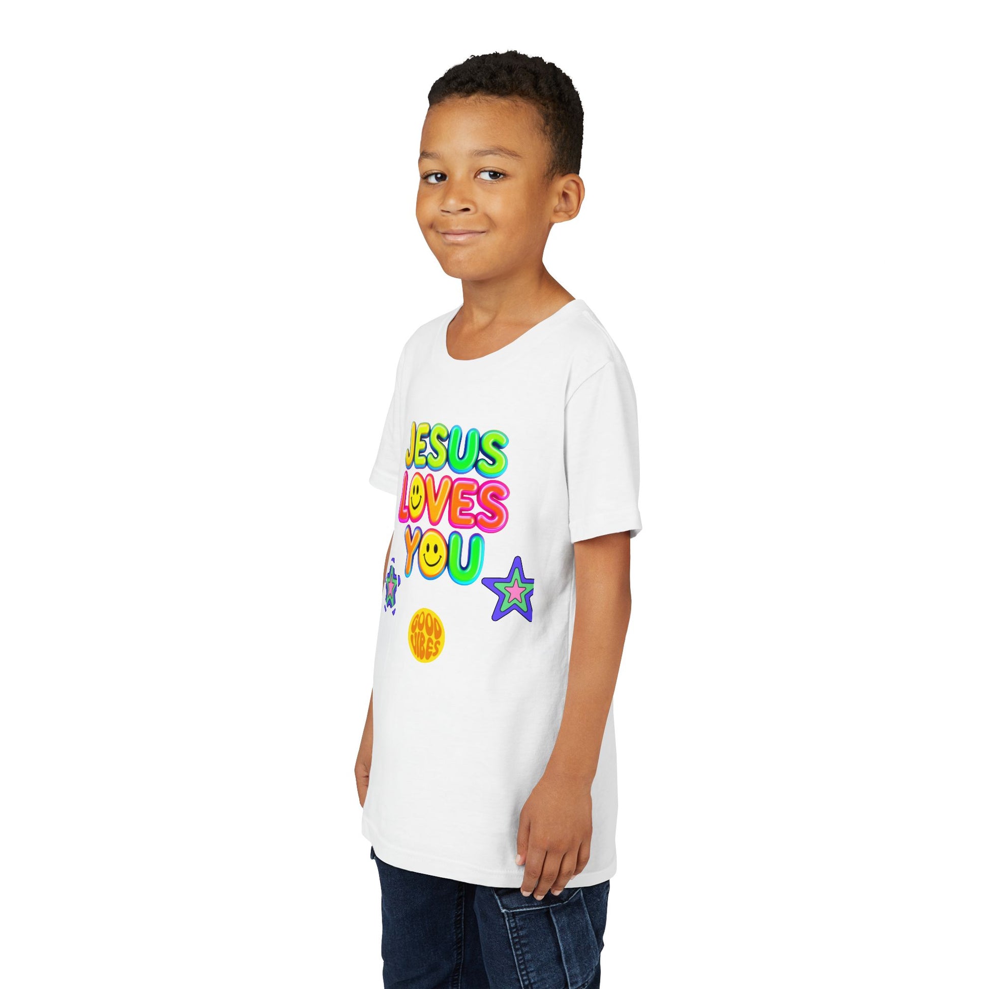 Christian Youth Short Sleeve Tee - JESUS LOVES YOU