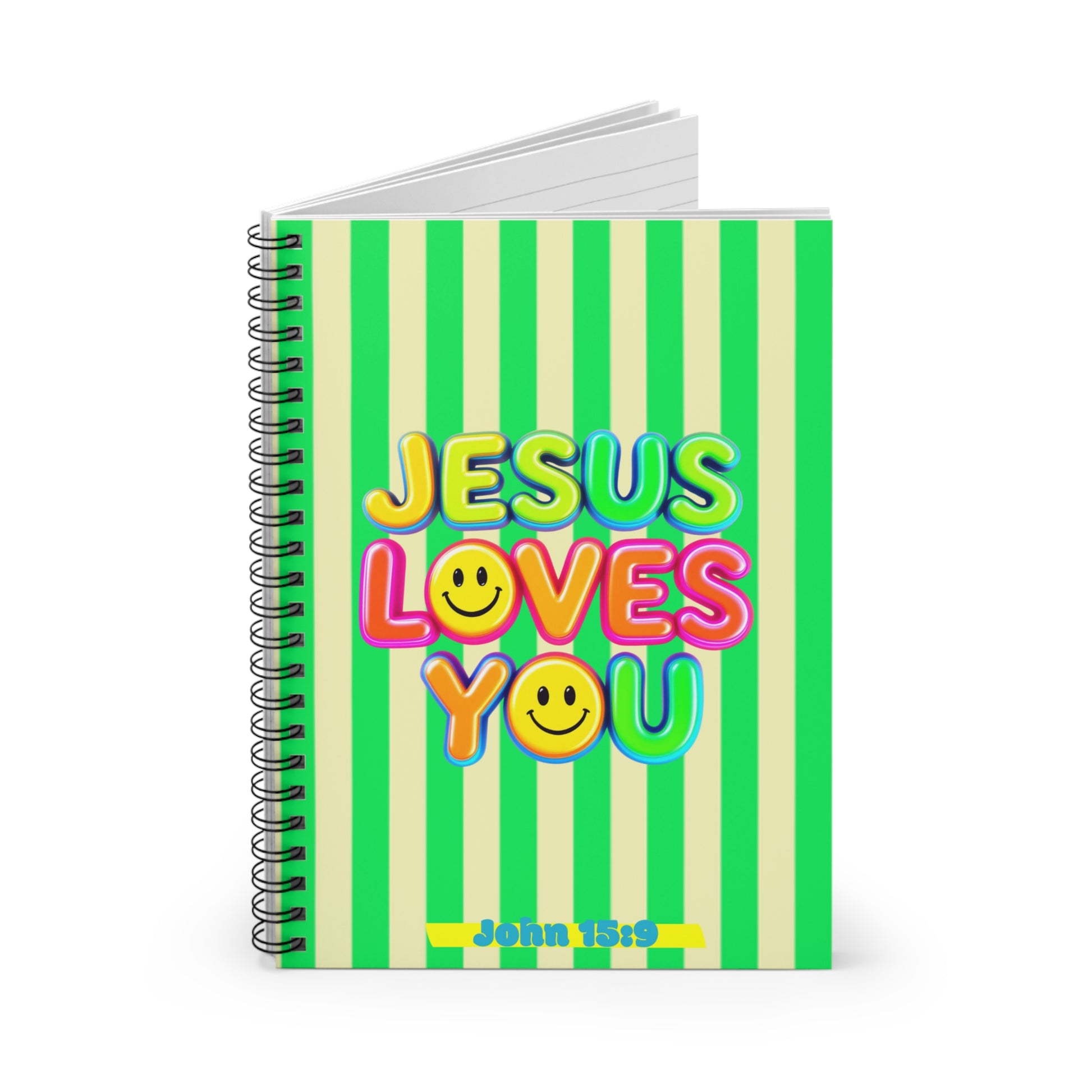 Spiral Notebook - Ruled Line with 'Jesus Loves You' Design